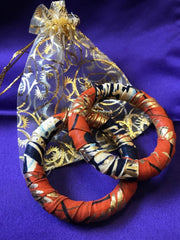 Hippie Earrings in Orange Gold Print - Zeros waste - Continent Clothing