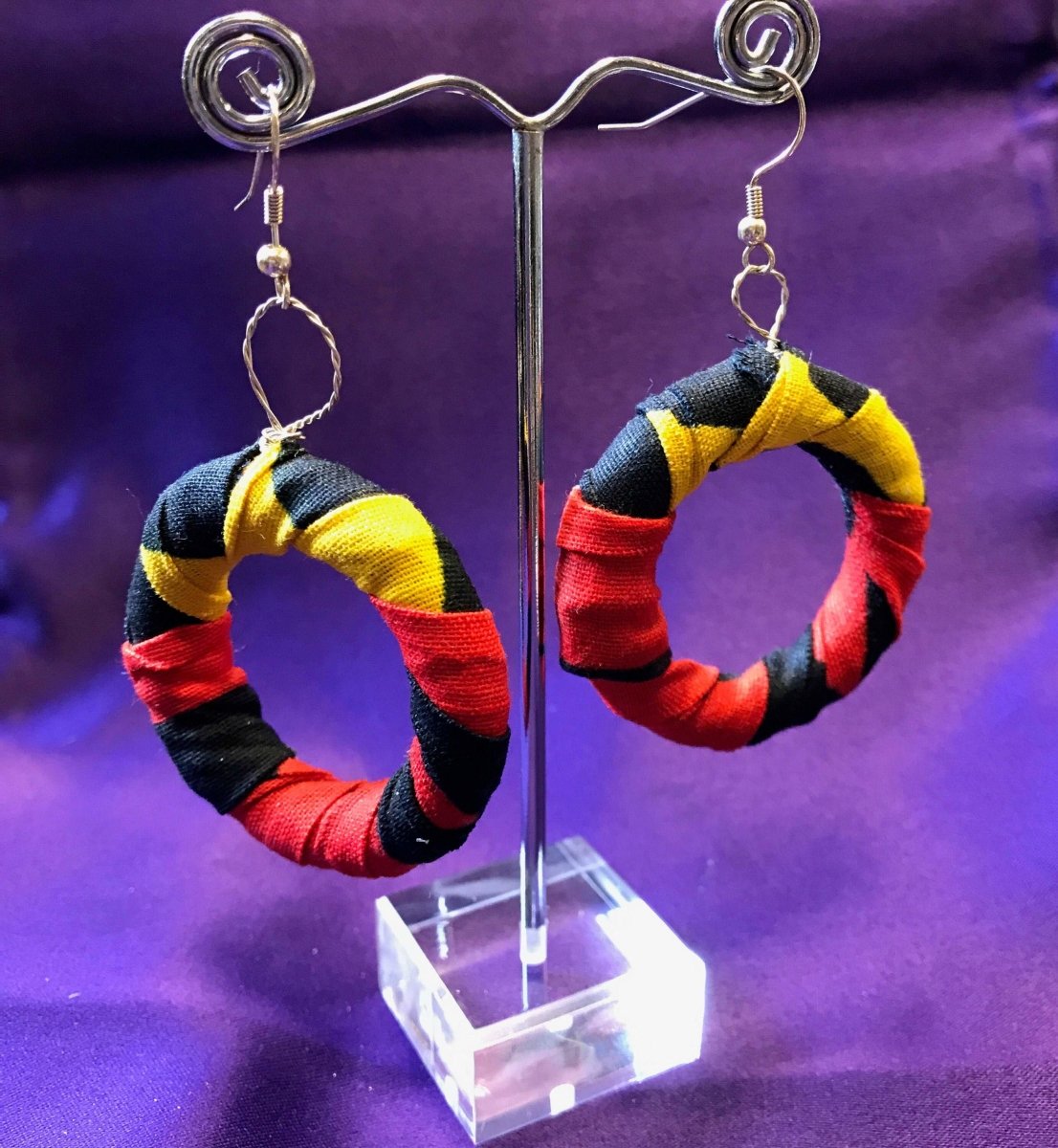 Hippie Earrings in Red Print - Zeros waste - Continent Clothing