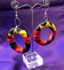 Hippie Earrings in Red Print - Zeros waste - Continent Clothing