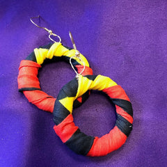Hippie Earrings in Red Print - Zeros waste - Continent Clothing
