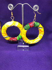 Hippie Earrings in Yellow Print - Zeros waste - Continent Clothing