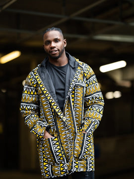 Hooded Jacket In Mud Cloth