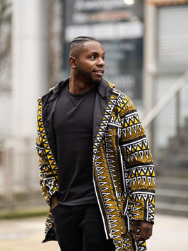 Hooded Jacket In Mud Cloth