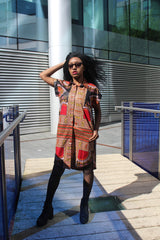 Aztec Dress, African Shirt Dress in Black Dashiki Print - Festival Dress - Continent Clothing