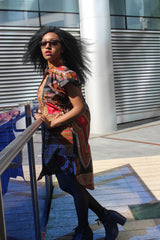 Aztec Dress, African Shirt Dress in Black Dashiki Print - Festival Dress - Continent Clothing