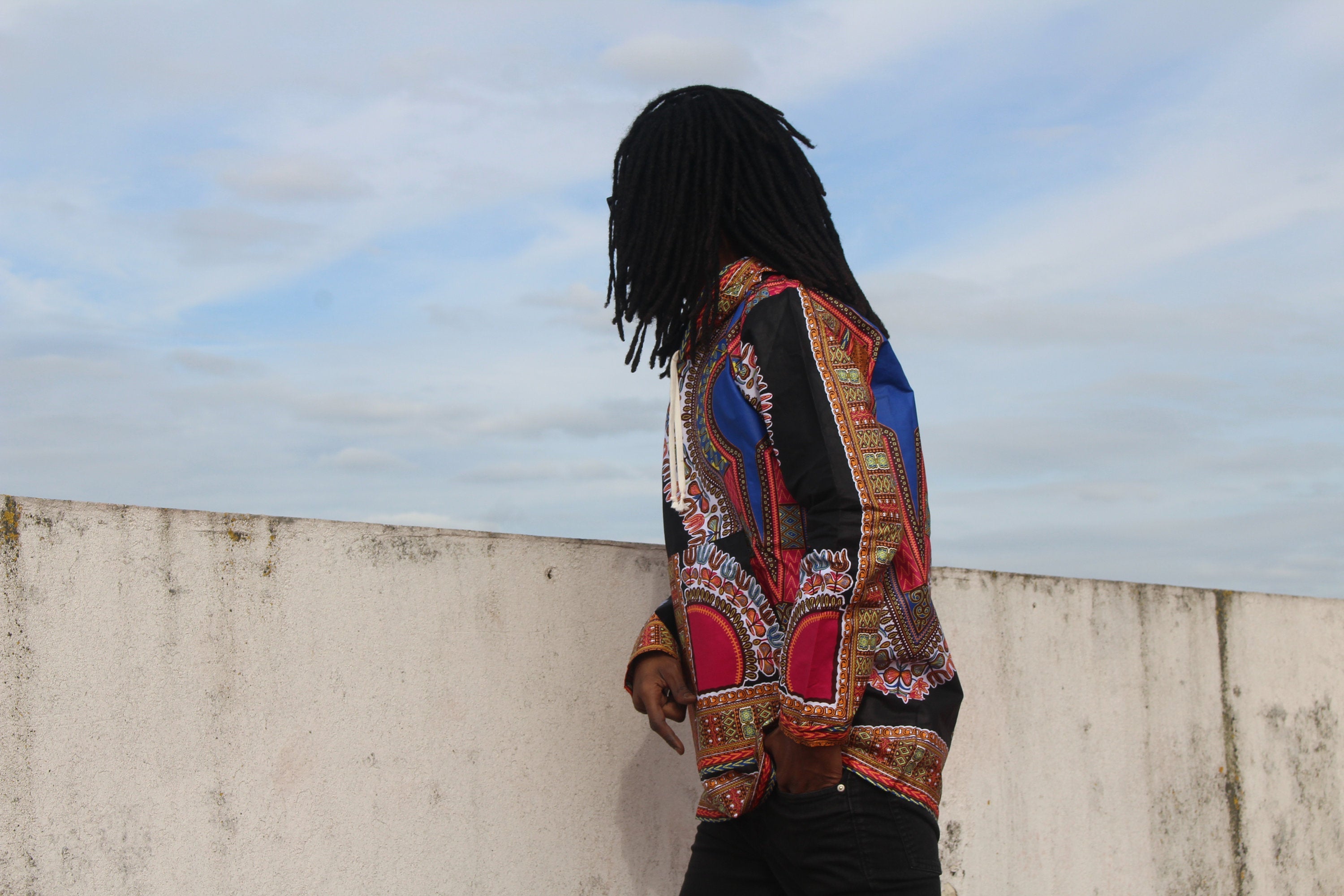 African Oversized Hoodie in Black Dashiki Print - Aztec Festival Hoodie - Continent Clothing