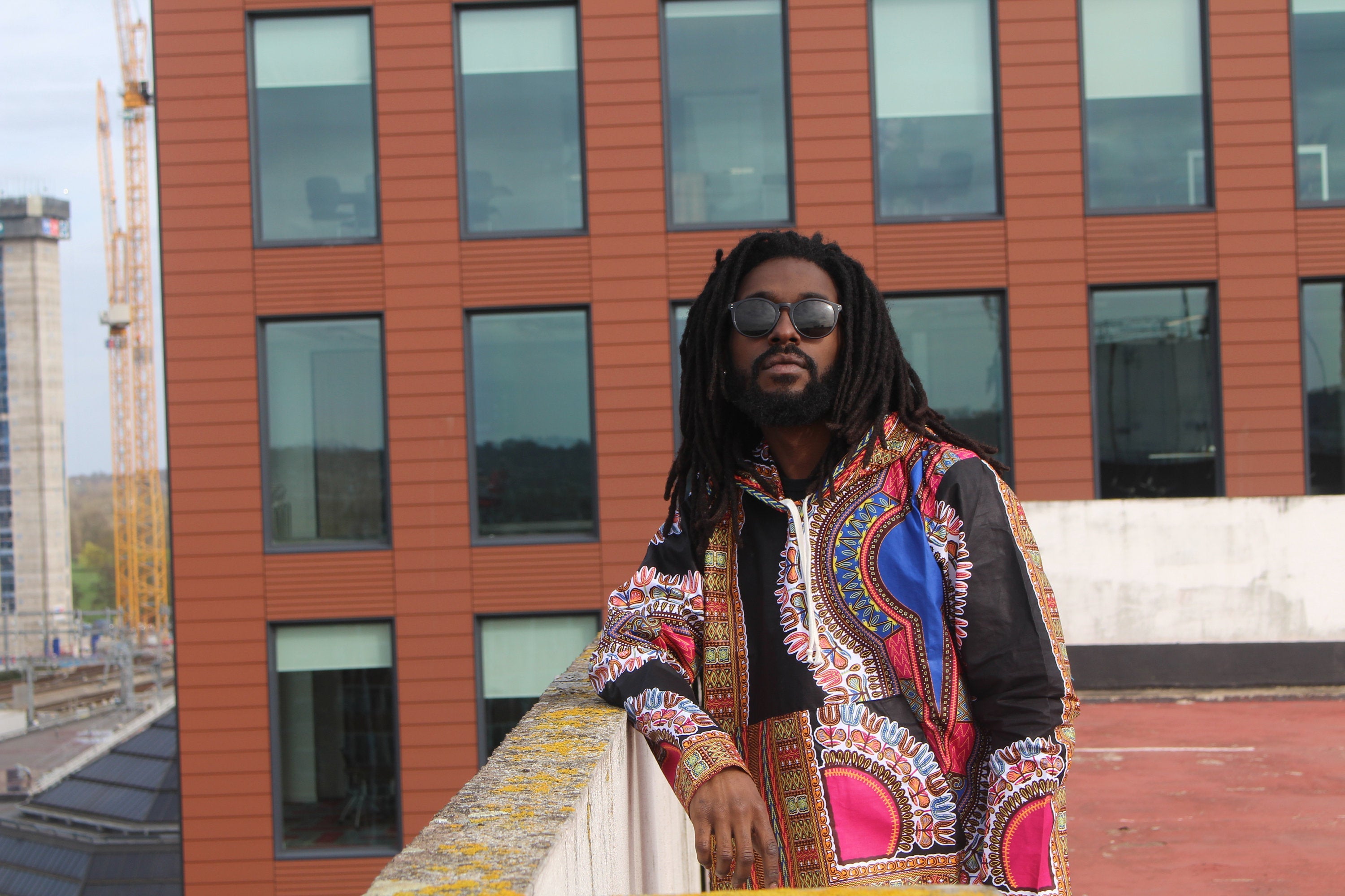 African Oversized Hoodie in Black Dashiki Print - Aztec Festival Hoodie - Continent Clothing