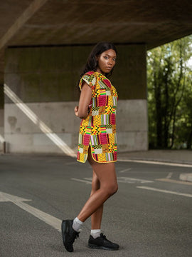 Incredibile abito africano in giallo Kente