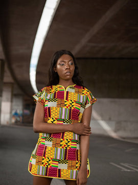 Incredibile abito africano in giallo Kente