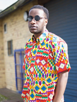 Kente Shirt in Orange Print - Festival Shirt