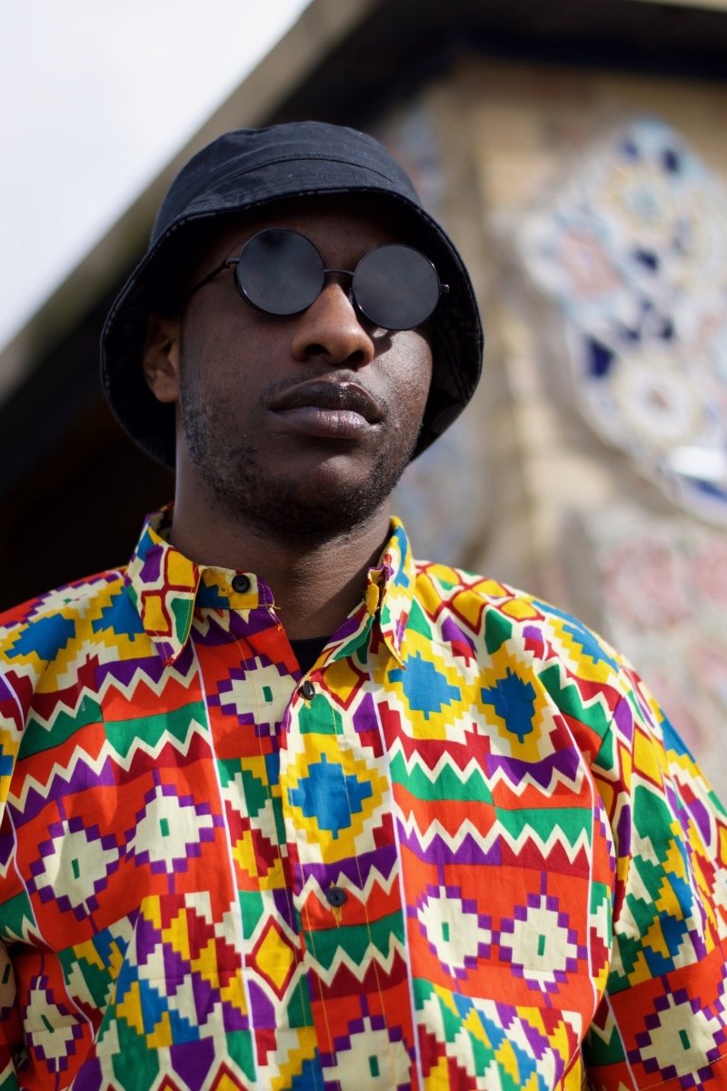 Kente Shirt in Orange Print - Festival Shirt - Continent Clothing