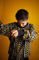 Kids African Bomber Jacket In Earthy Tones Mud Cloth - Continent Clothing