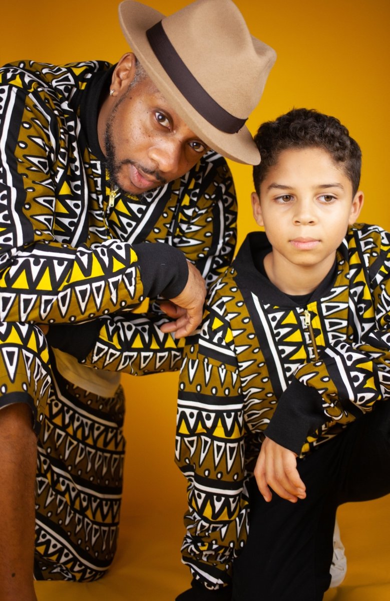 Kids African Bomber Jacket In Earthy Tones Mud Cloth - Continent Clothing
