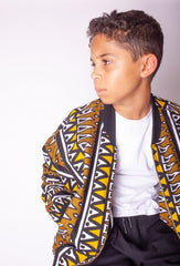Kids African Bomber Jacket In Earthy Tones Mud Cloth - Continent Clothing