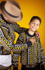 Kids African Bomber Jacket In Earthy Tones Mud Cloth - Continent Clothing