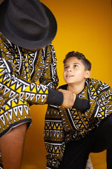 Kids African Bomber Jacket In Earthy Tones Mud Cloth - Continent Clothing