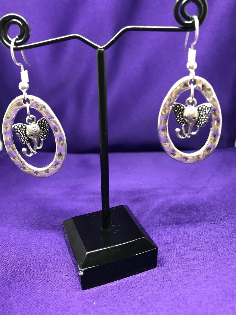 Lucky Elephant Earrings In Silver Hoops - Continent Clothing