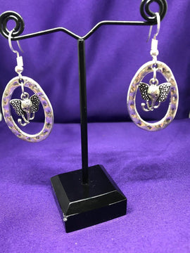 Pendientes de elefante de la suerte en aros de plata