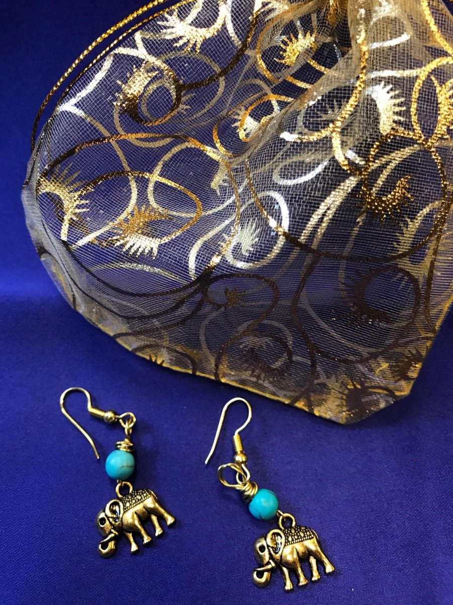 Lucky Elephant Earrings with Turquoise - Continent Clothing 