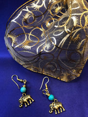 Lucky Elephant Earrings with Turquoise - Continent Clothing