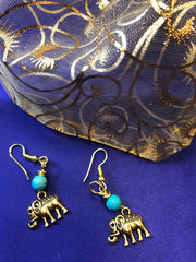 Lucky Elephant Earrings with Turquoise - Continent Clothing