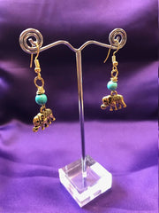 Lucky Elephant Earrings with Turquoise - Continent Clothing 