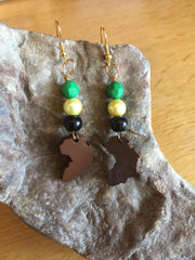 Map Of Africa Earrings with Jamacian Colours - Continent Clothing