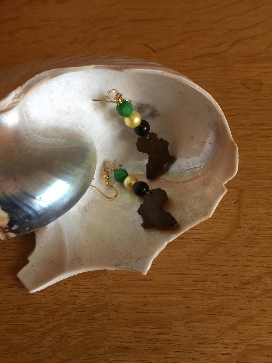 Map Of Africa Earrings with Jamacian Colours - Continent Clothing