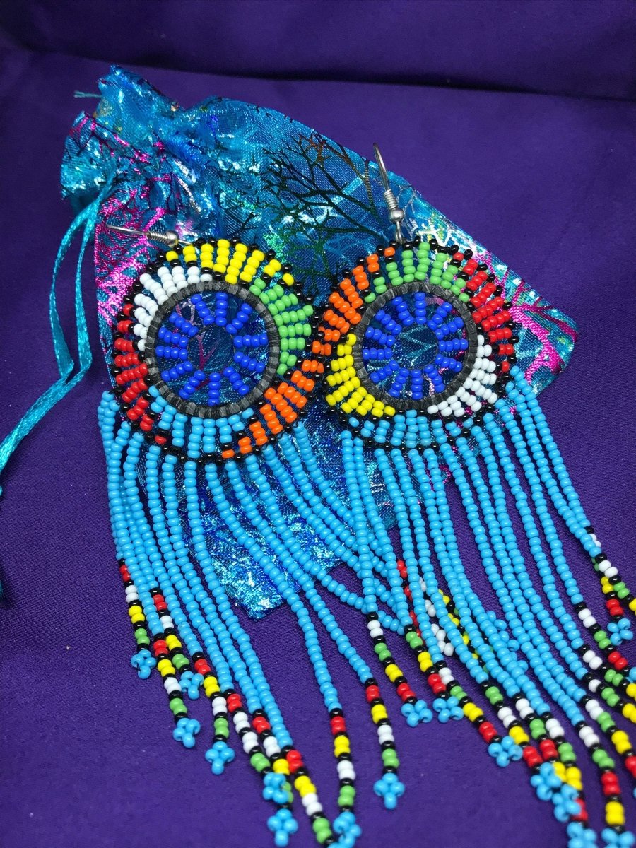 Masai Beaded Earrings in Blue - Continent Clothing