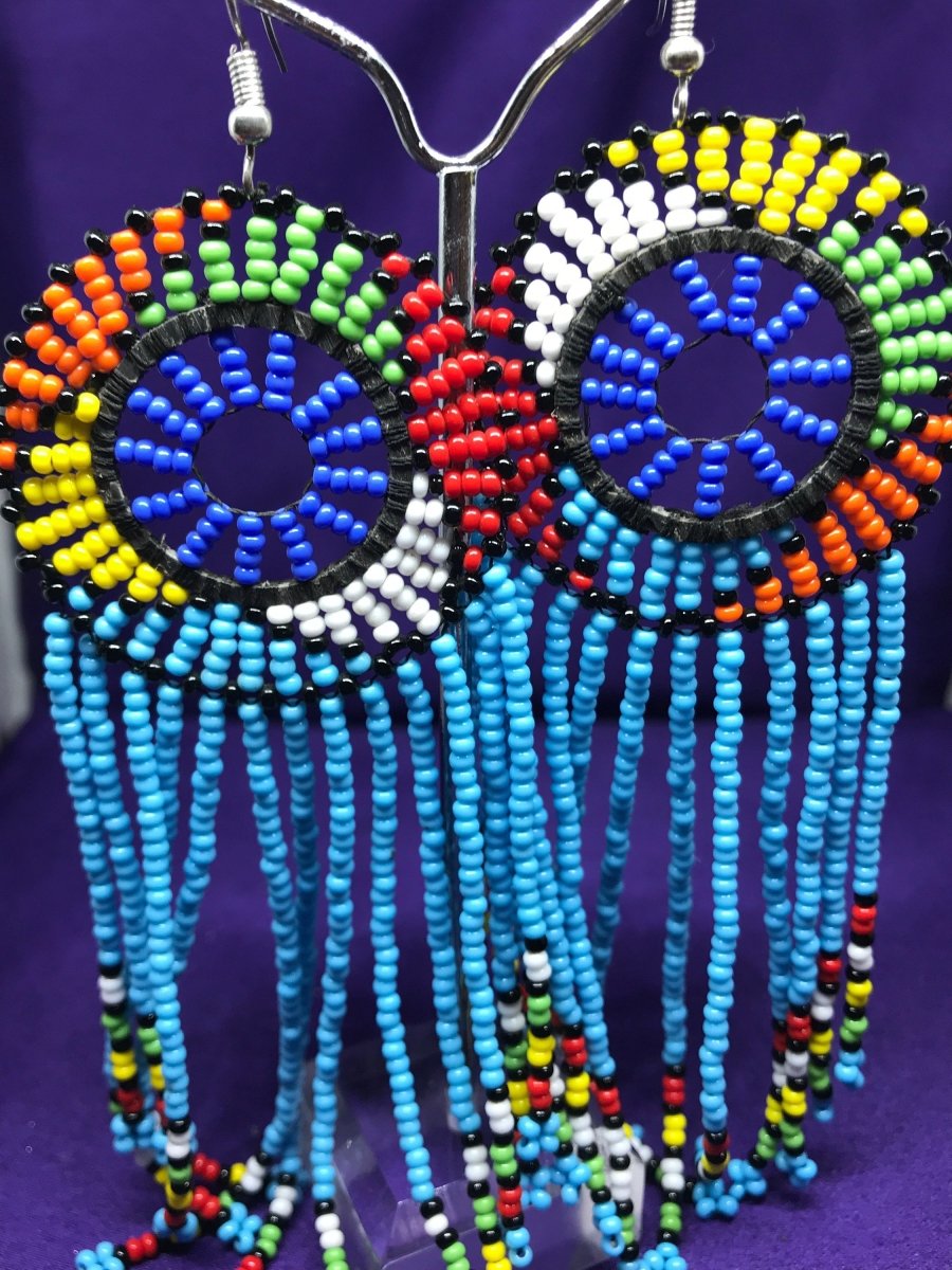 Masai Beaded Earrings in Blue - Continent Clothing