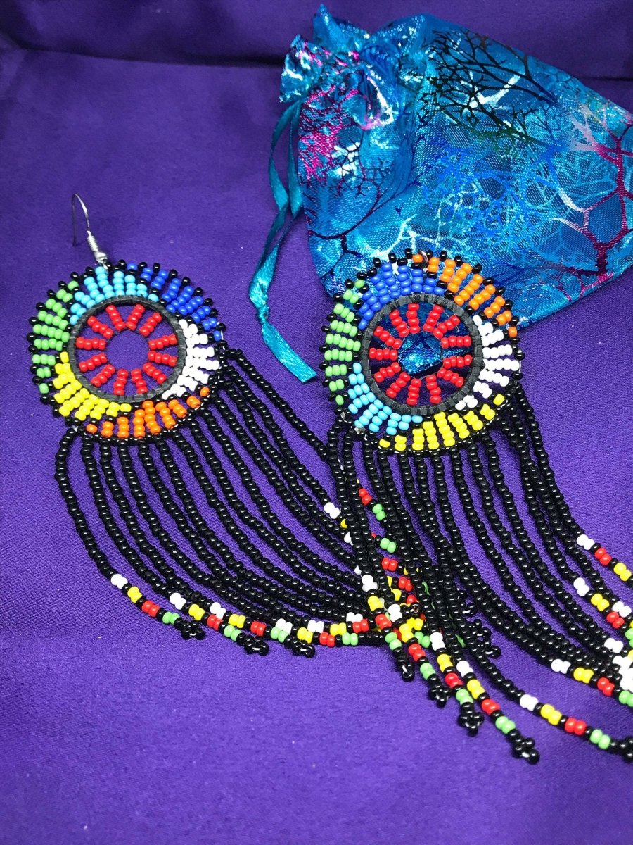 Masai Beaded Earrings in Blue and Black - Continent Clothing