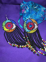 Masai Beaded Earrings in Blue and Black - Continent Clothing