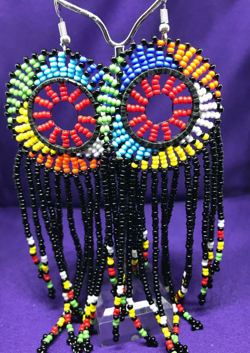 Masai Beaded Earrings in Blue and Black - Continent Clothing 