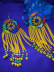 Masai Beaded Earrings in Yellow - Continent Clothing