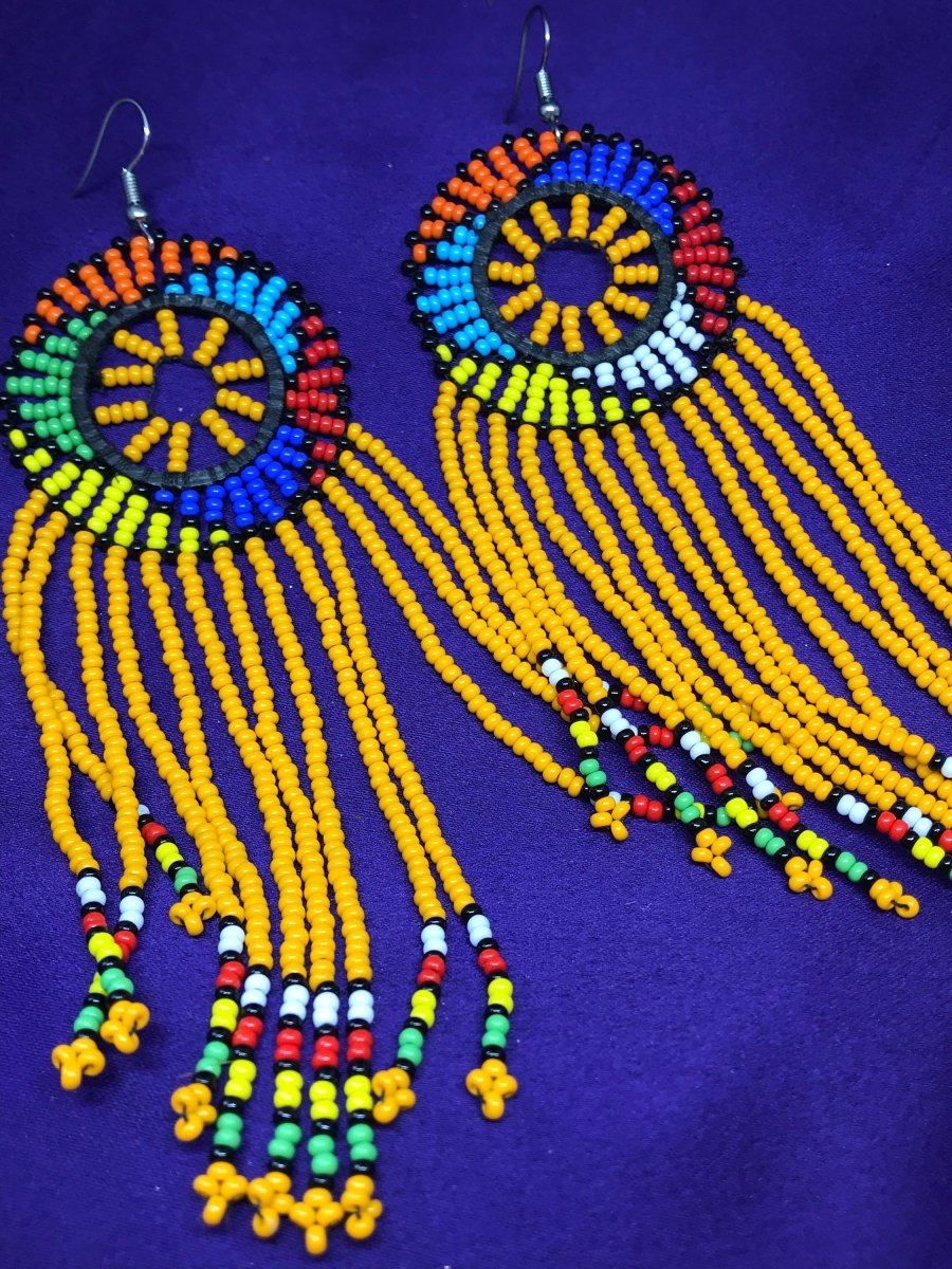 Masai Beaded Earrings in Yellow - Continent Clothing