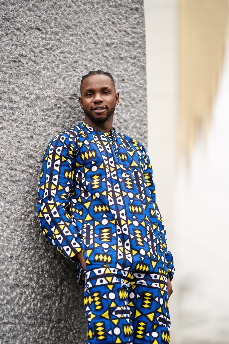 Matching African Suit In Blue Samakaka - Continent Clothing