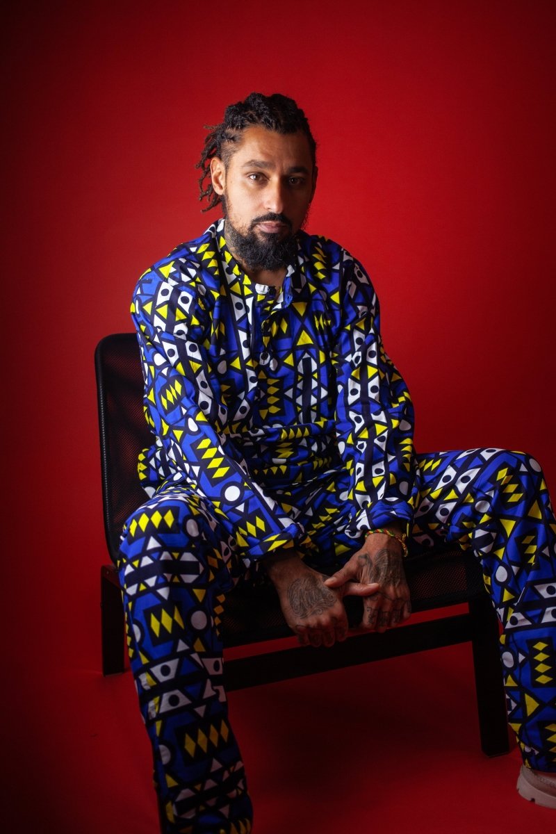 Matching African Suit In Blue Samakaka - Continent Clothing