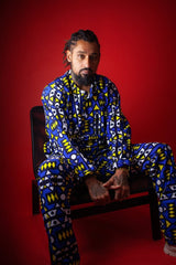 Matching African Suit In Blue Samakaka - Continent Clothing