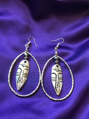 Nefertiti earrings Statement Earrings in Silver - Continent Clothing