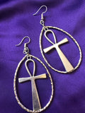 Nefertiti Earrings Statement Earrings Silver Ankh Earrings African Jewellery - Continent Clothing 