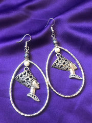 Nefertiti Earrings With Large Silver Hoops - Continent Clothing