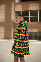 Oversized African Hoodie In Amazing Rasta Print - Continent Clothing