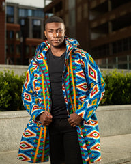 Oversized African Hoodie In Blue Kente Print - Continent Clothing