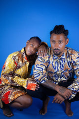 Oversized African Shirt in Gold Orange - Continent Clothing