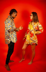 Oversized African Shirt in Gold Orange - Continent Clothing