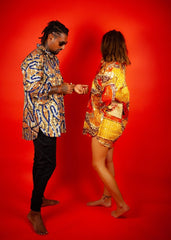 Oversized African Shirt in Gold Orange - Continent Clothing