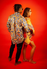 Oversized African Shirt in Gold Orange - Continent Clothing