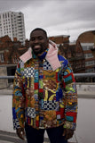 Patchwork African Puffer Jacket - African Winter Coat - Continent Clothing