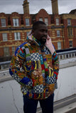 Patchwork African Puffer Jacket - African Winter Coat - Continent Clothing