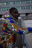 Patchwork African Puffer Jacket - African Winter Coat - Continent Clothing
